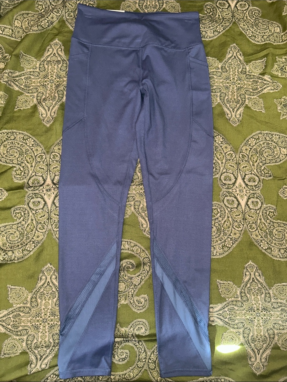 SO Navy Blue Athletic Leggings with Light Blue Accent